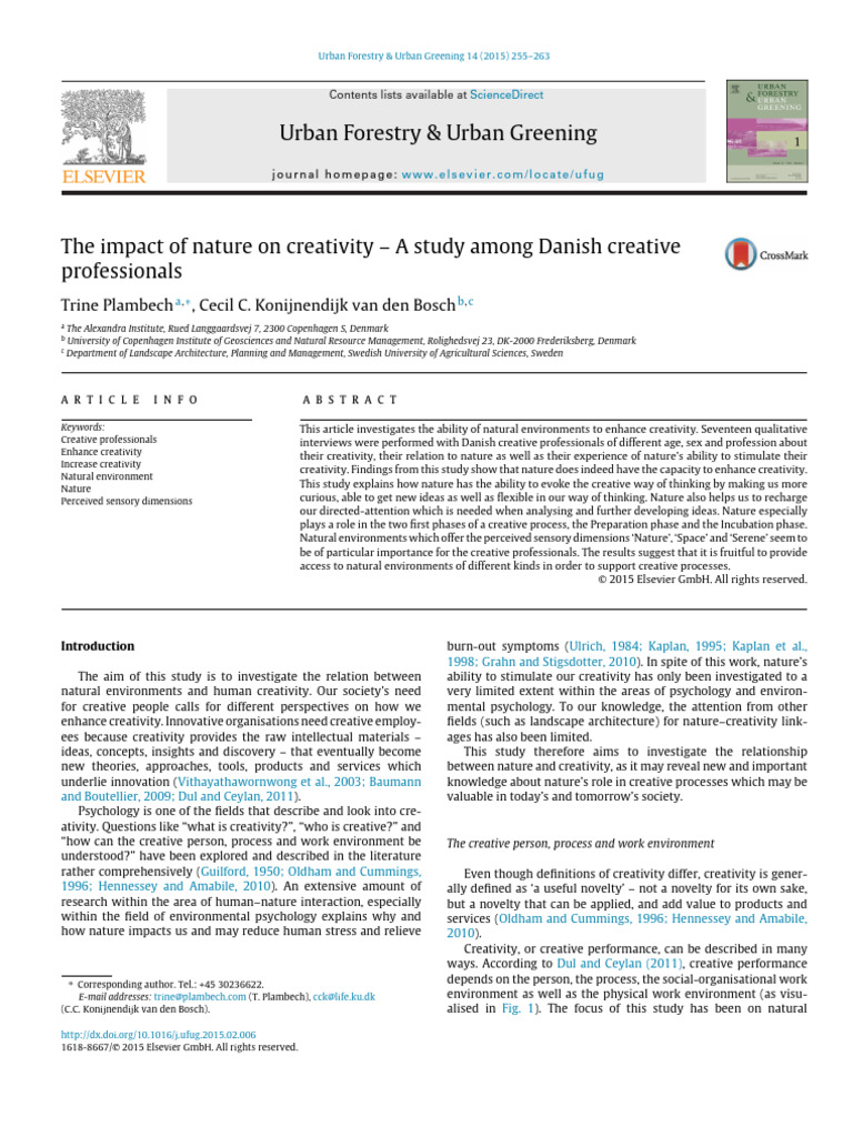 Nature's Role in Enhancing Creativity | PDF | Creativity | Thought