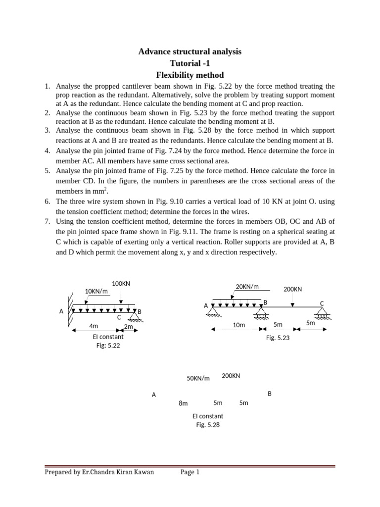 Flexibility Method 1 | PDF | Beam (Structure) | Force