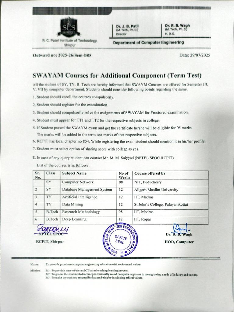 SWAYAM Course Enrollment Mandatory | PDF