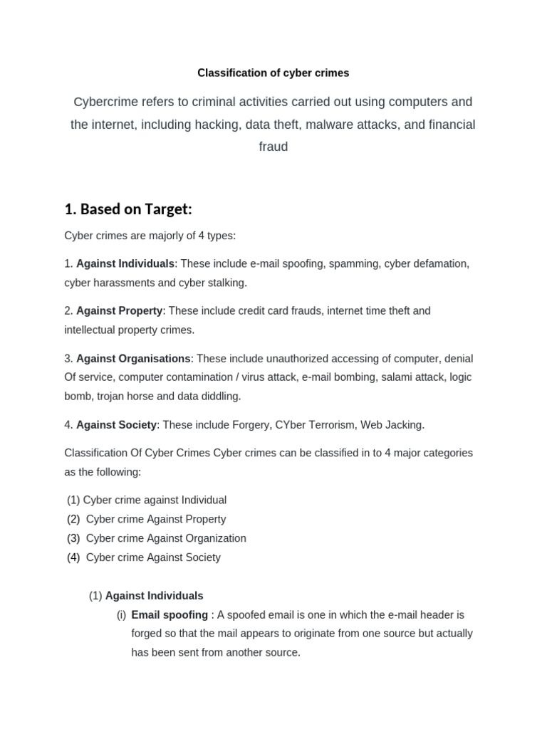 Cyber Crime Classification Overview | PDF | Cybercrime | Computer Security