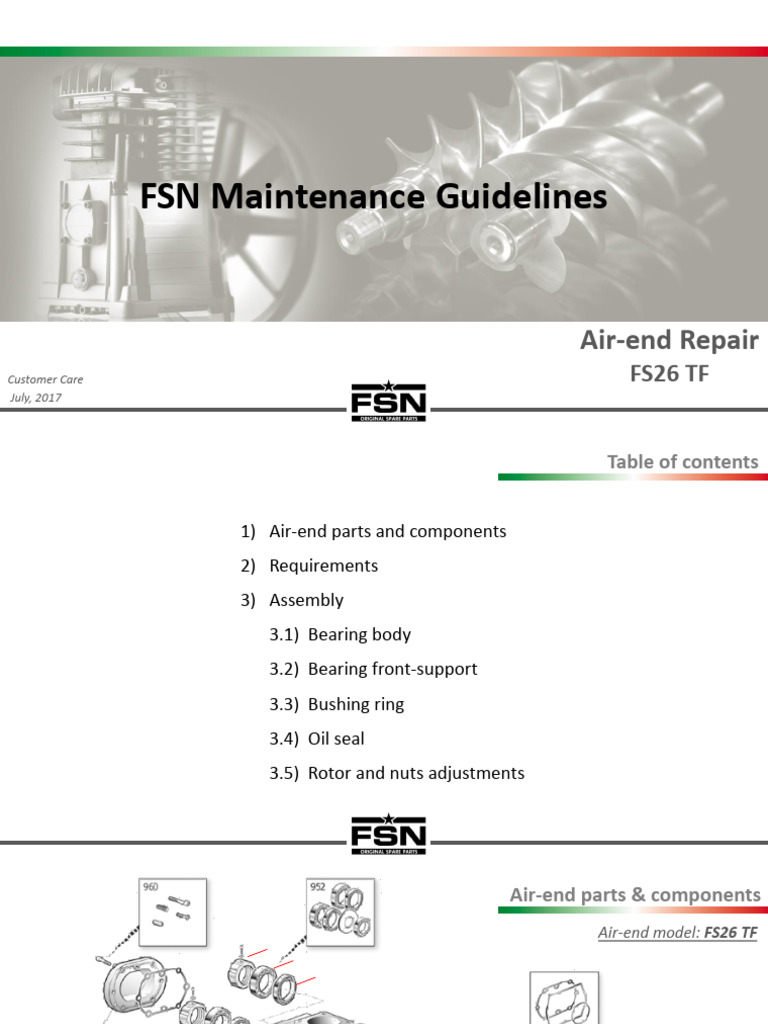 FS26 TF Air-end Repair Manual | PDF | Bearing (Mechanical) | Nut (Hardware)
