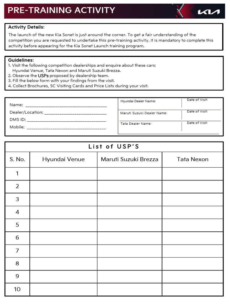 Pre-Training Activity Sheet 30.11.23 | PDF