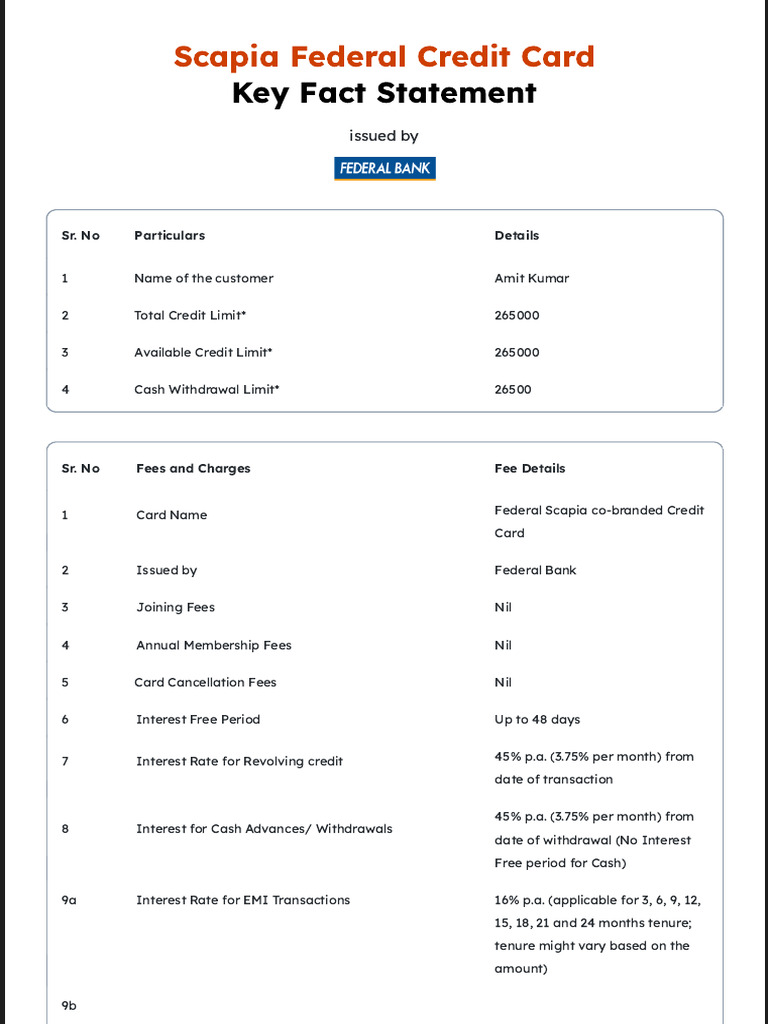 Scapia Federal Credit Card Overview | PDF | Credit Card | Debit Card