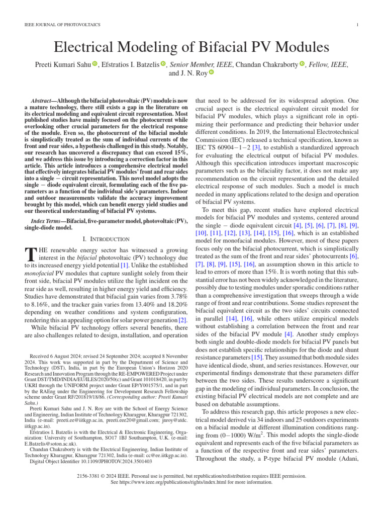 Electrical Model for Bifacial PV Modules | PDF | Photovoltaics | Solar ...