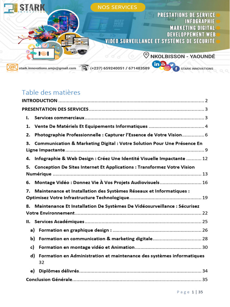 Services Innovants de Stark Innovations | PDF | Commercialisation ...