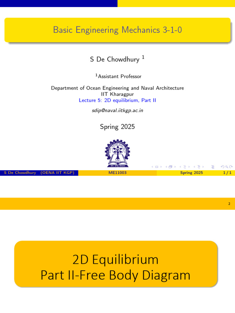 2D Equilibrium and Free Body Diagrams | PDF | Rotation | Mechanics