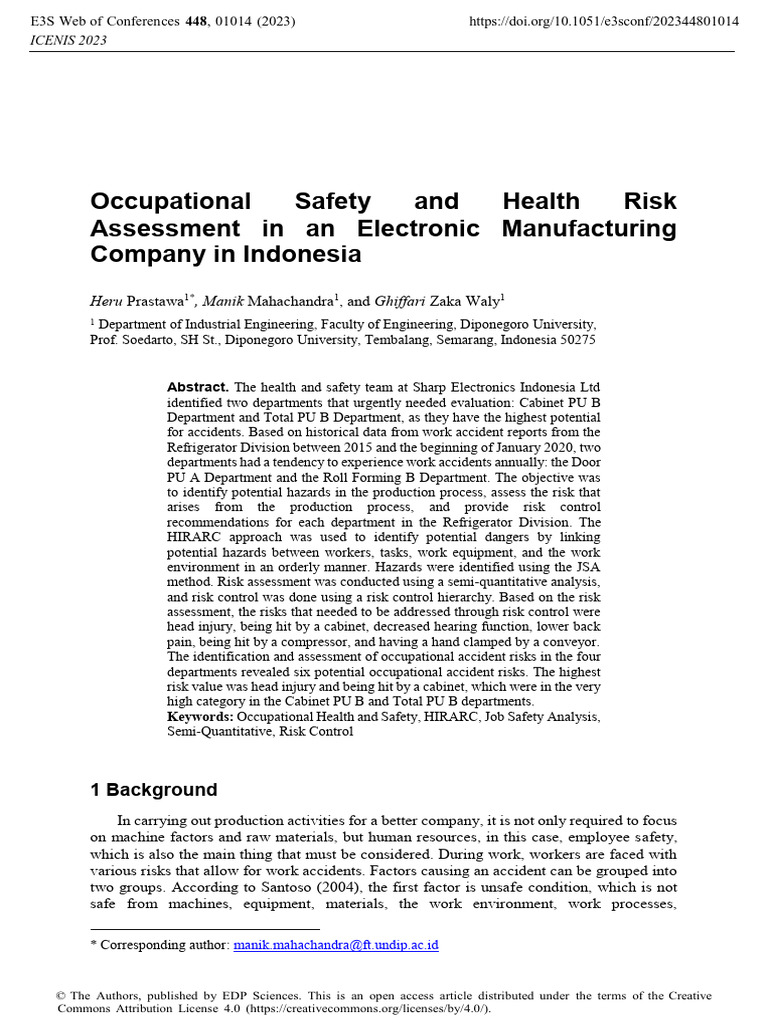 Risk Assessment in Electronics Manufacturing | PDF | Risk ...