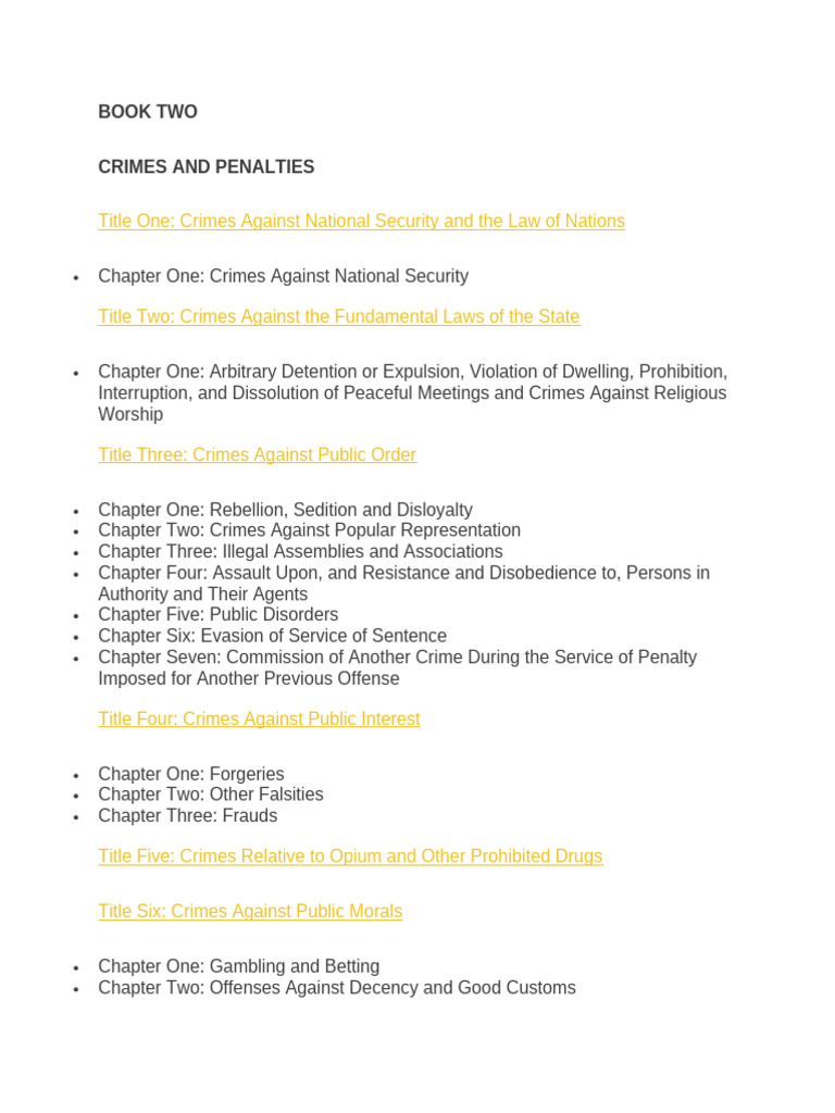 Criminal Law Book Two Overview | PDF | Crimes | Crime & Violence
