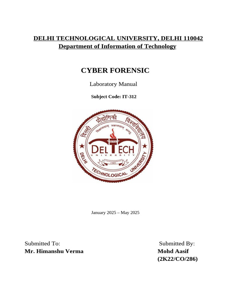 Cyber Forensic Laboratory Manual | PDF | Computer File | Computer Forensics