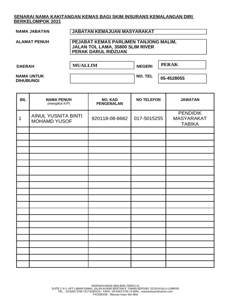 8.format Senarai Nama Kakitangan 2021 | PDF