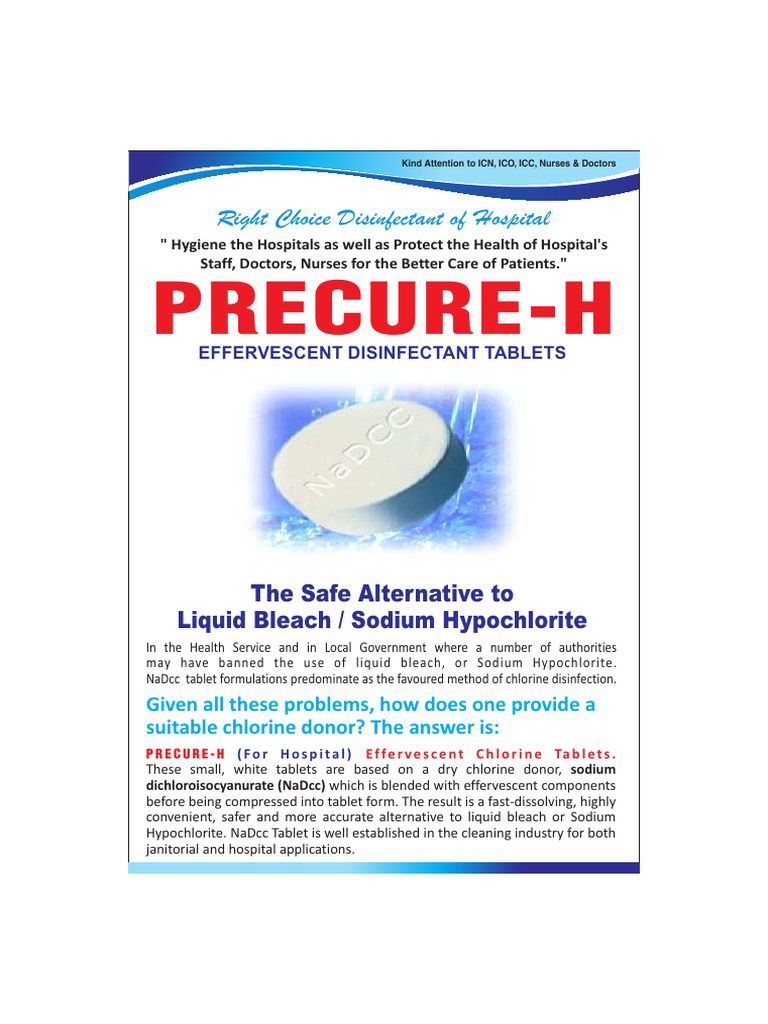 Precure-H Effervescent Disinfectant Tablets | PDF | Bleach | Chlorine