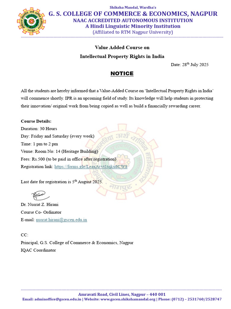 IPR VAC Notice | PDF