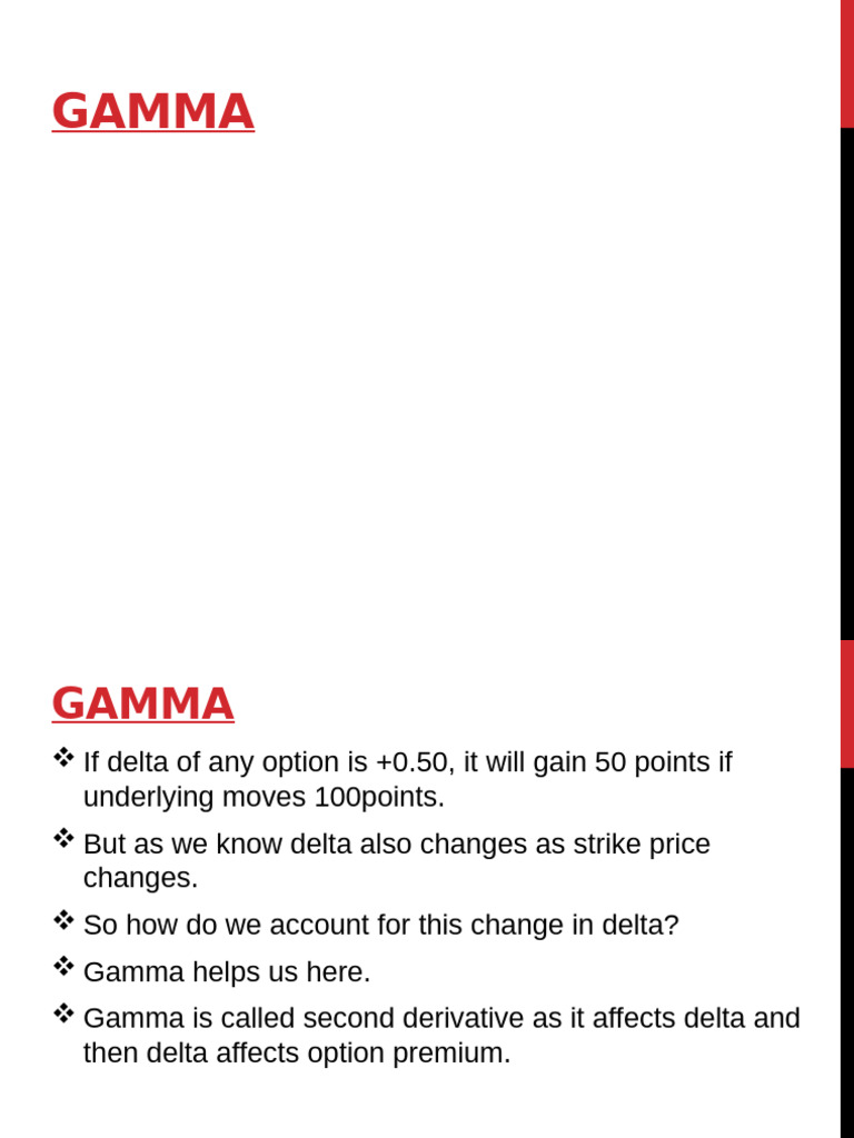 Understanding Options: Gamma, Vega, and Strategies | PDF | Greeks ...