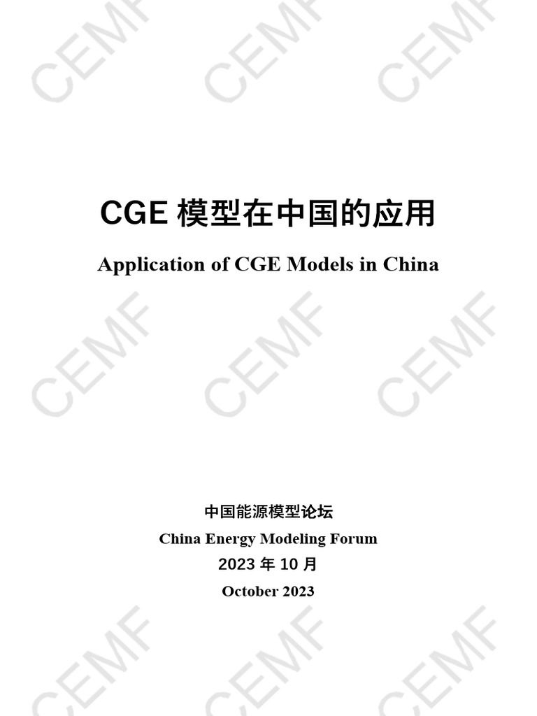 CGE模型在中国的应用 | PDF