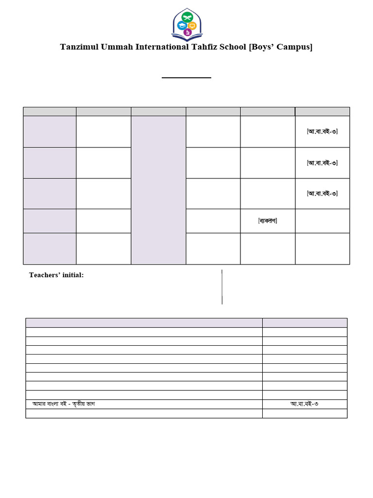 Grade 3 Class Routine 2025-26 | PDF