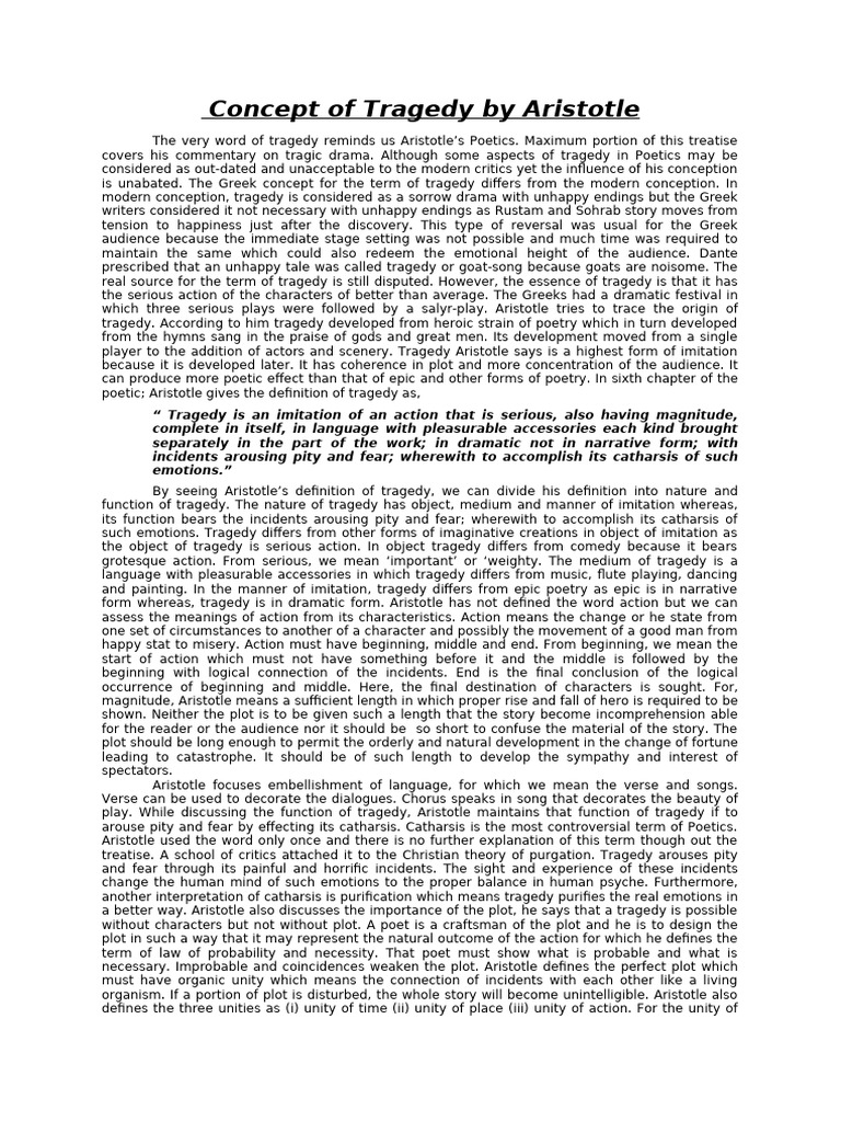 Aristotle's Definition of Tragedy | PDF | Tragedy | Poetics (Aristotle)