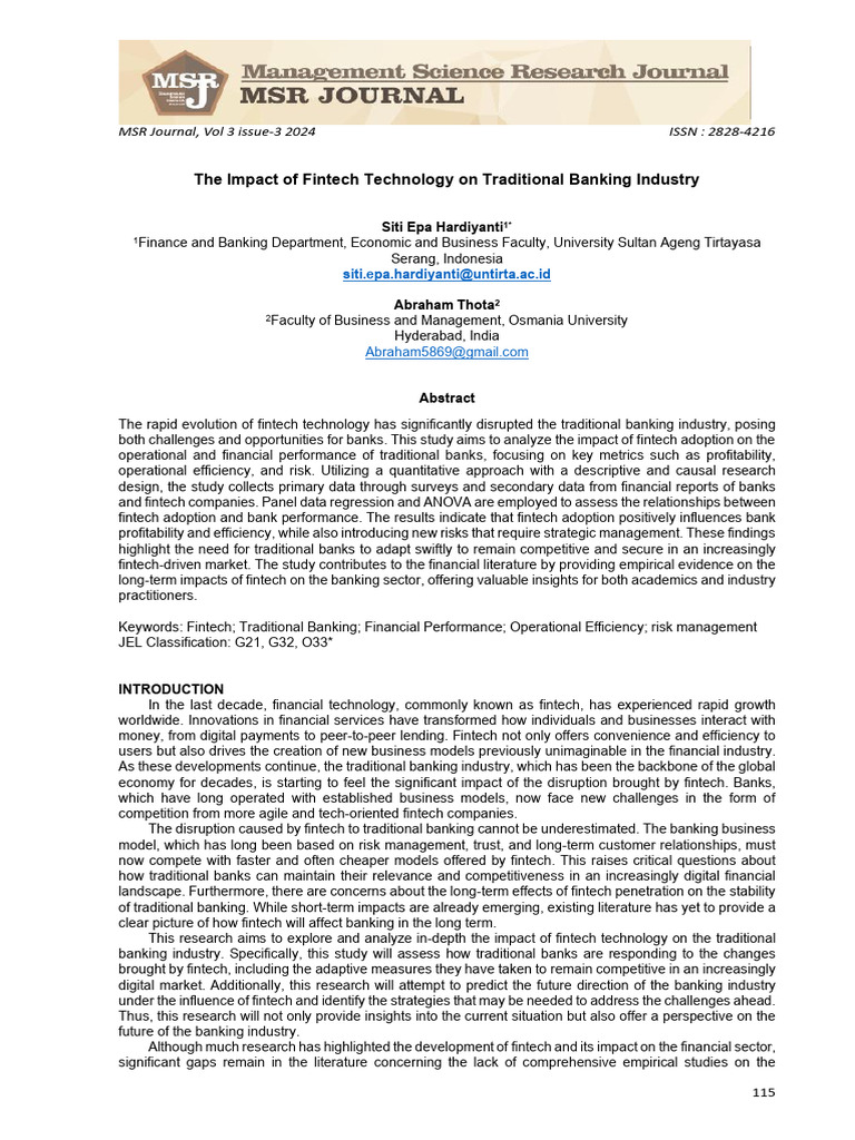 Fintech's Impact on Traditional Banking | PDF | Analysis Of Variance ...