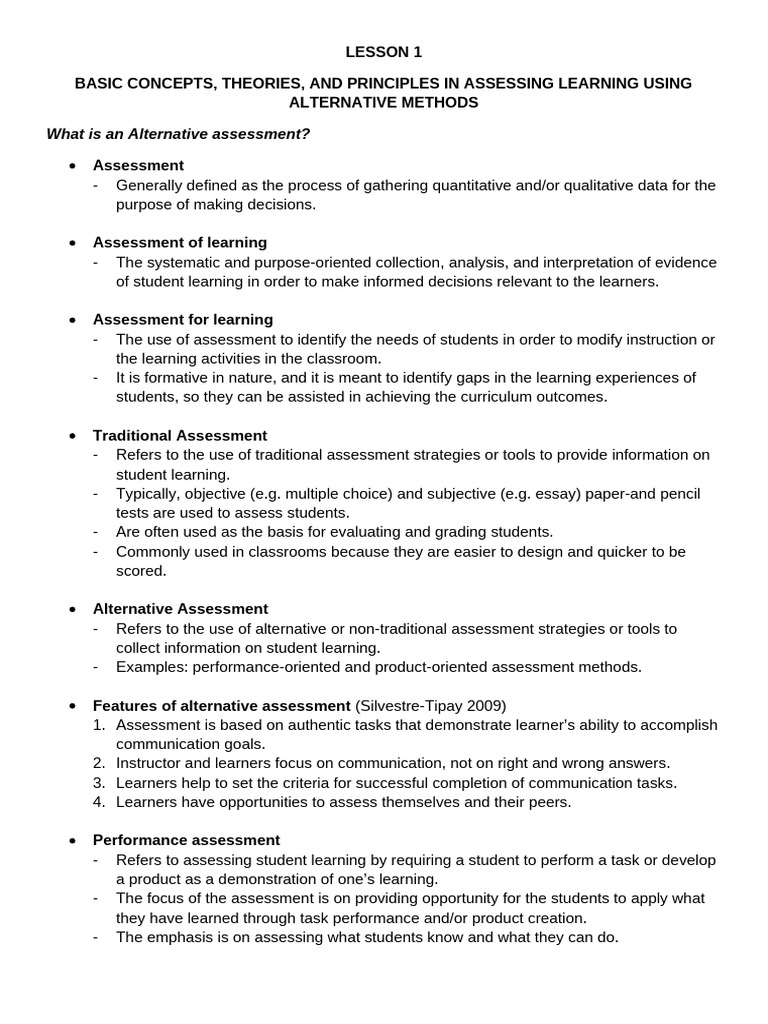 Understanding Alternative Assessments | PDF | Educational Assessment ...
