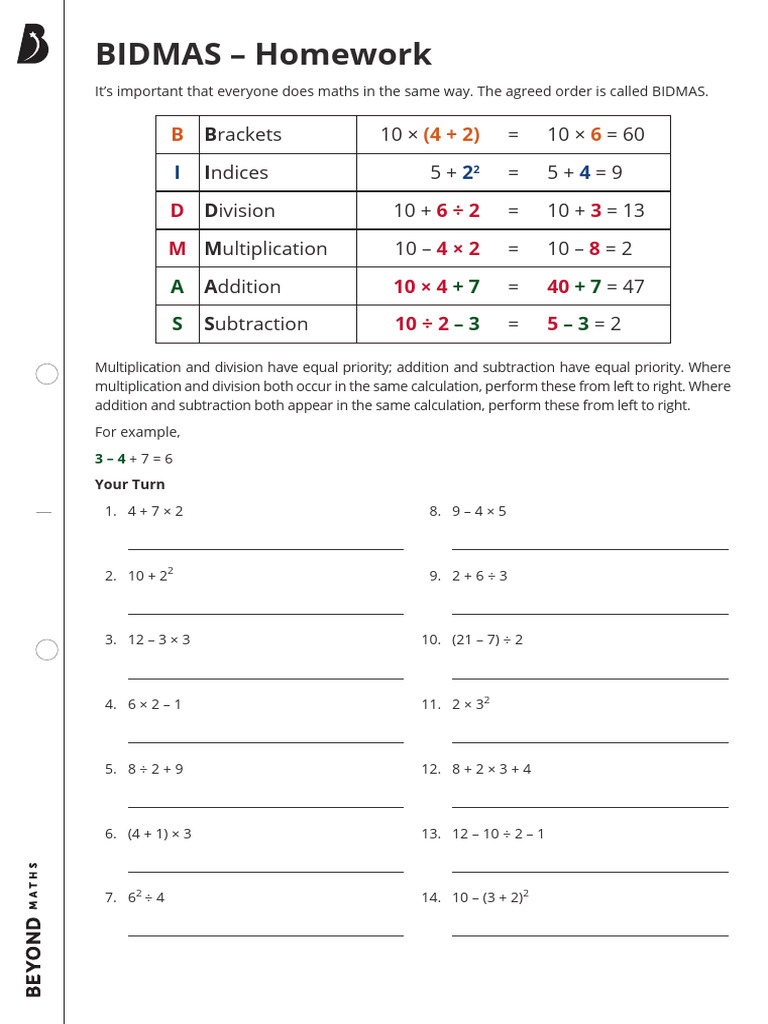 Understanding BIDMAS Rules and Examples | PDF