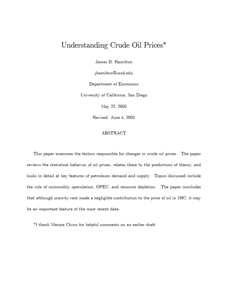 Analyzing Crude Oil Price Dynamics | PDF | Opec | Elasticity (Economics)