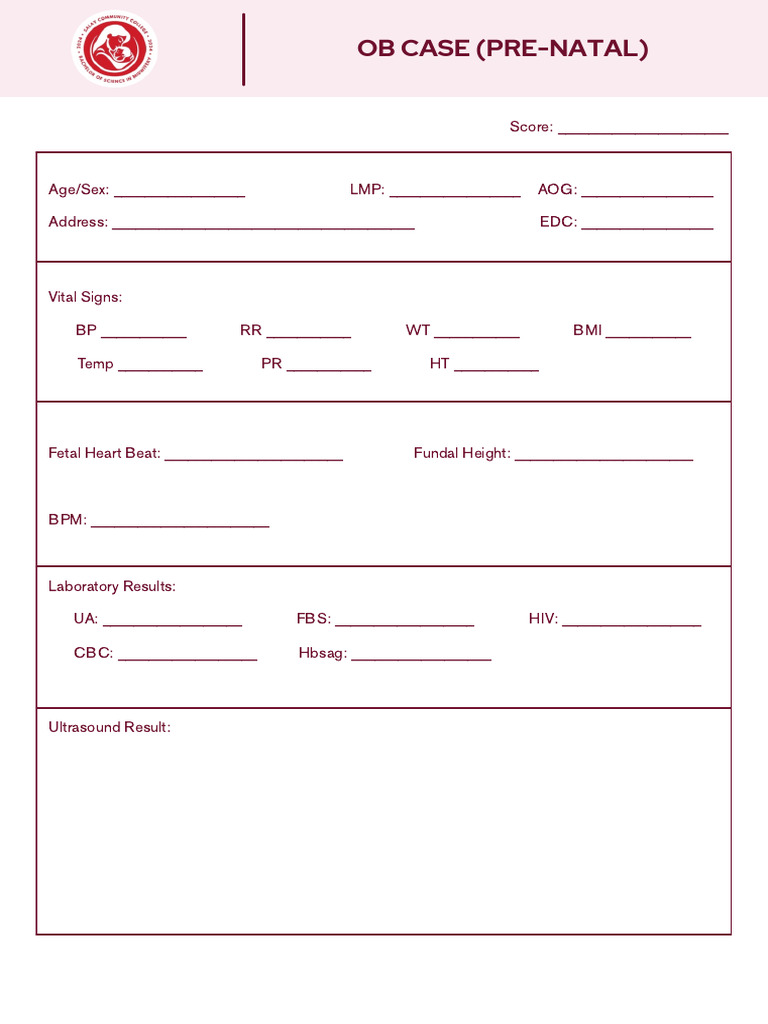 Prenatal OB Case Assessment Template | PDF