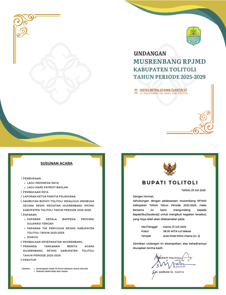 Undangan Musrenbang RPJMD Tolitoli 2025-2029 | PDF