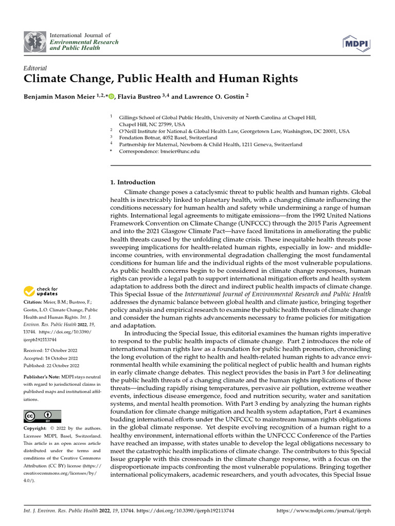 Climate Change, Health, and Human Rights | PDF | Human Rights | Climate ...