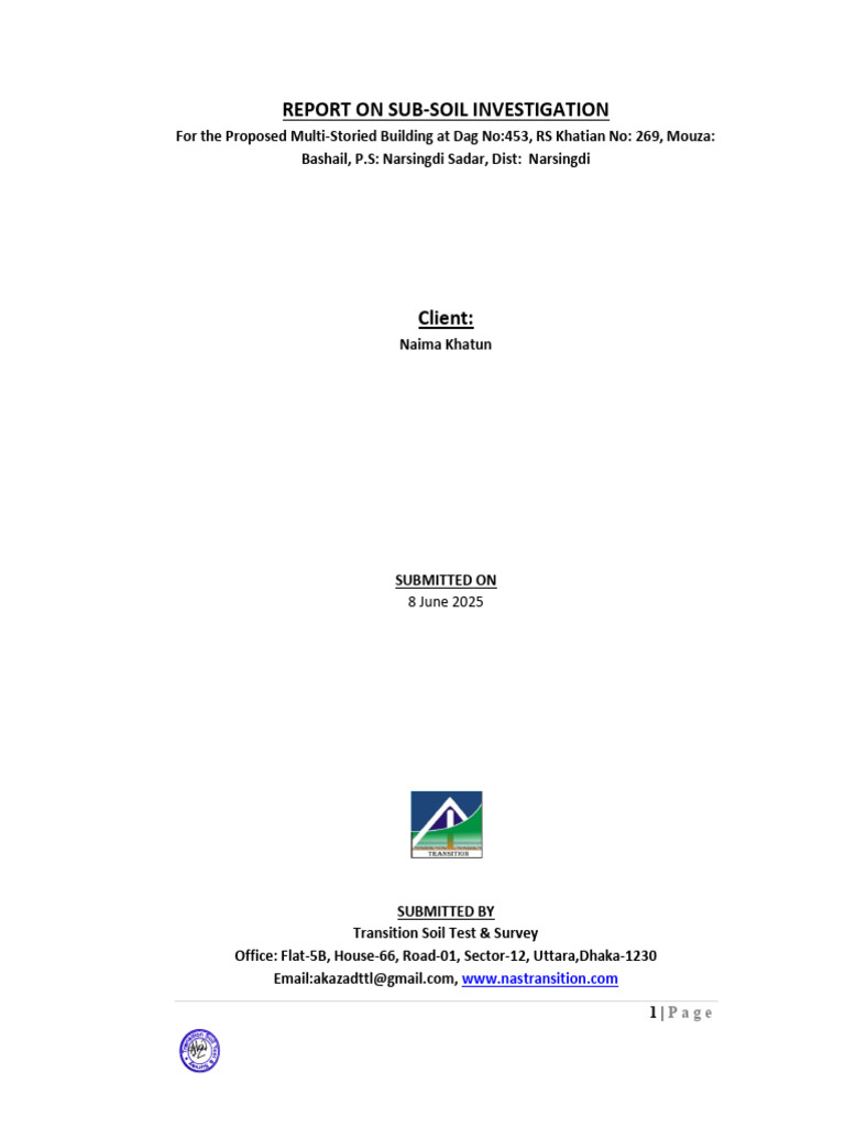 Sub-Soil Investigation Report for Narsingdi | PDF | Silt | Geotechnical ...