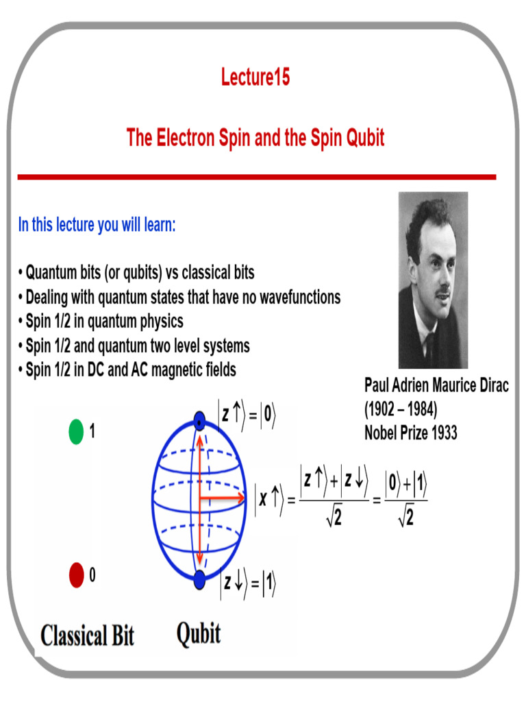 Understanding Electron Spin Qubits | PDF | Spin (Physics) | Eigenvalues ...