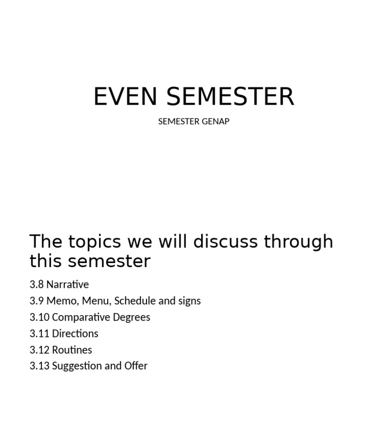 Even Semester Topics Overview | PDF