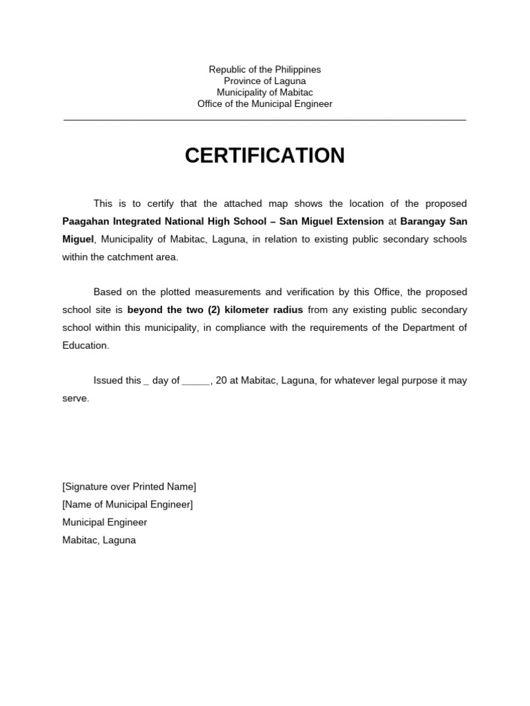 Map Certification for School Site | PDF
