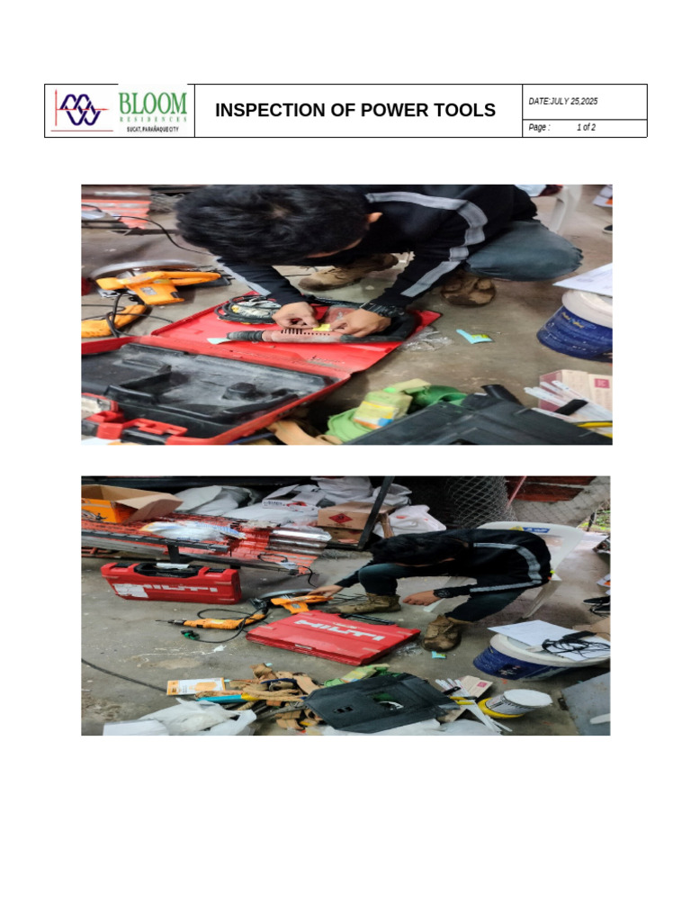 Inspection of Power Tools Page #01 | PDF