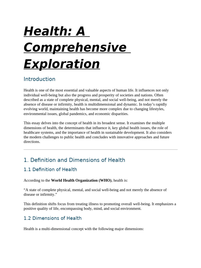 Holistic Health: A Path to Well-Being | PDF | Mental Health | Global Health