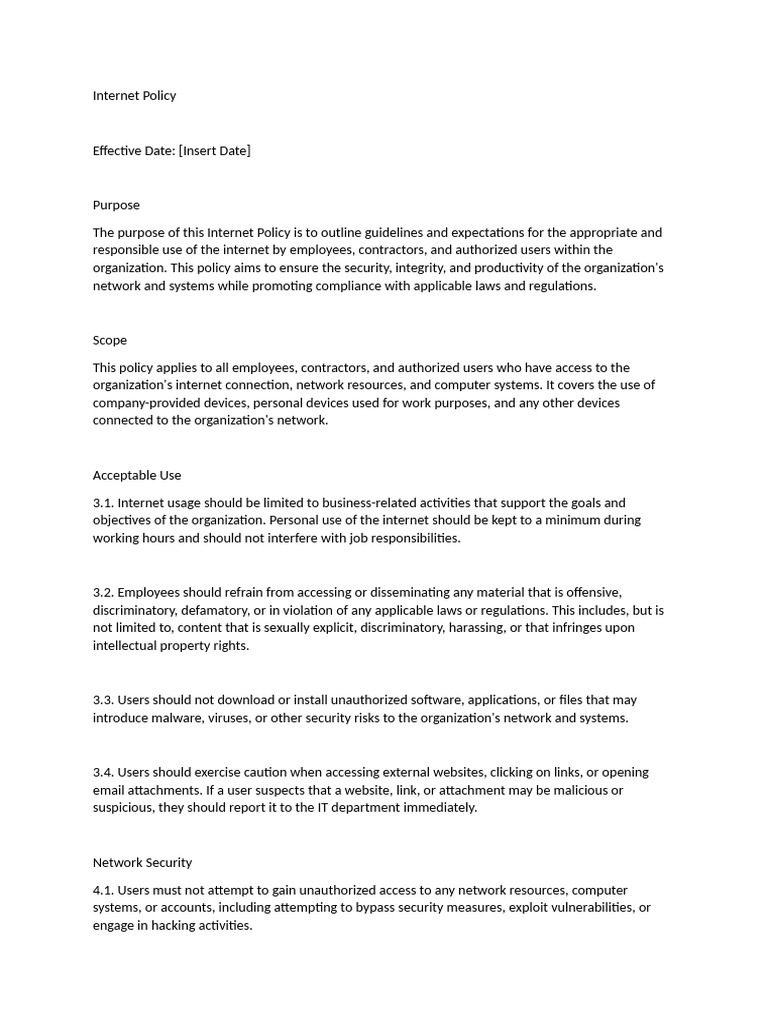 Internet Usage Policy Guidelines | PDF | Security | Computer Security