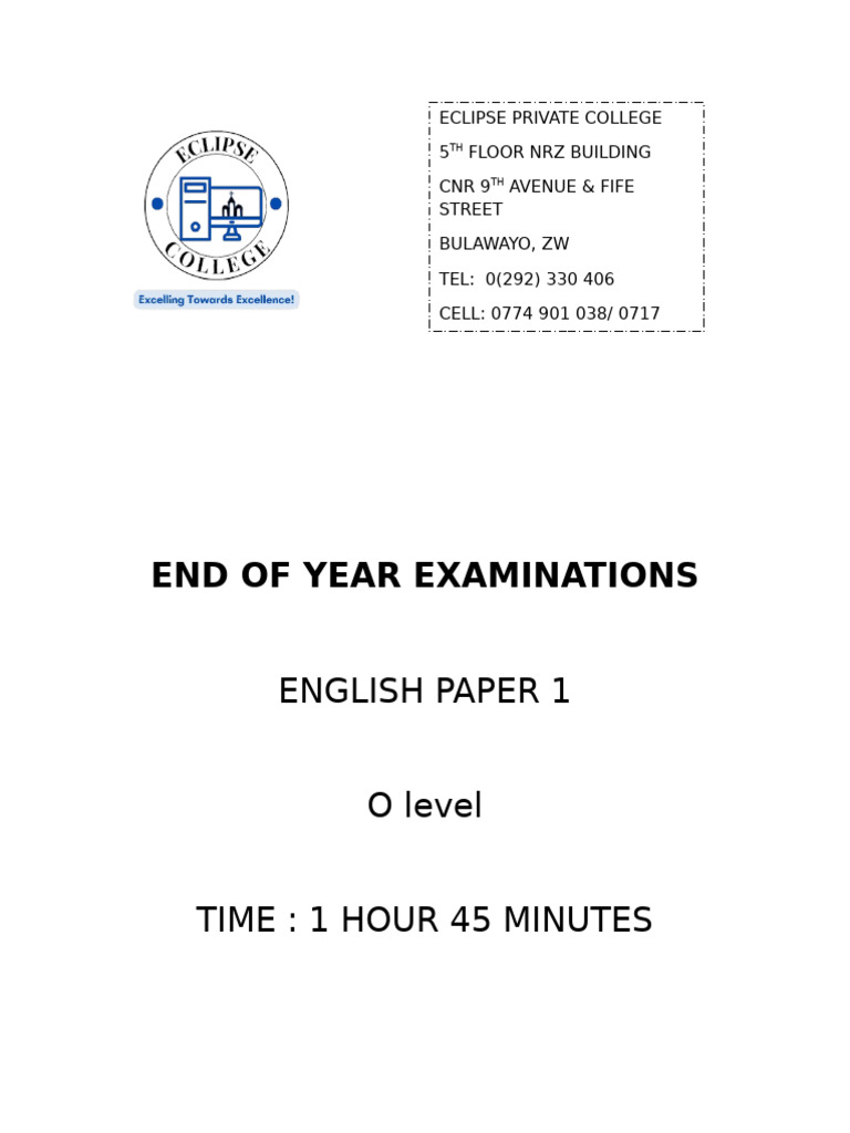 O Level English Paper 1 Topics 2024 | PDF