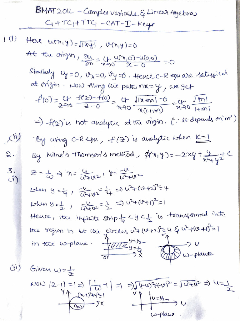 Complex Variable CAT-1 Key | PDF