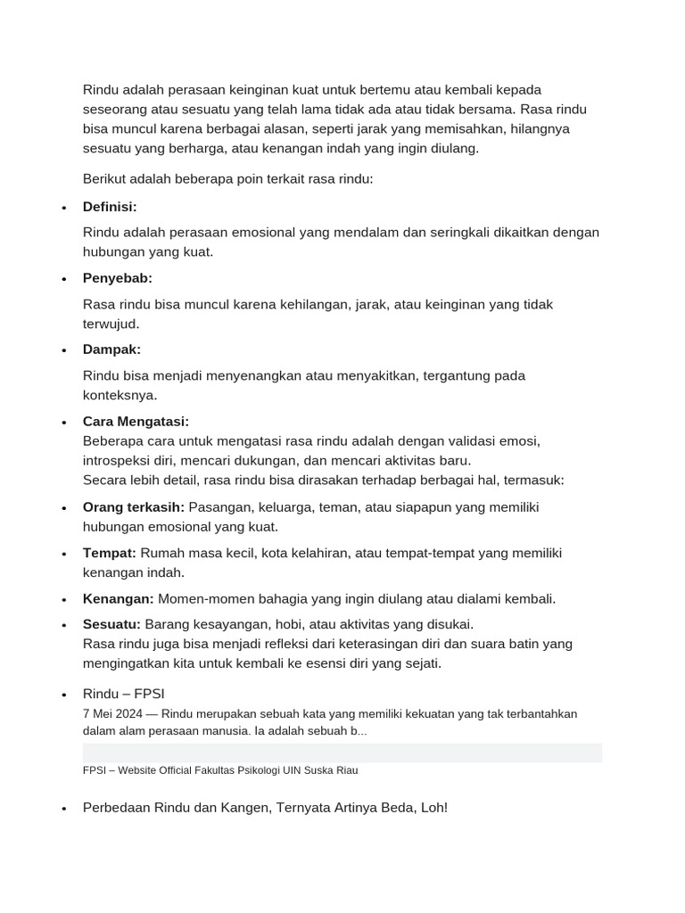 Definisi dan Makna Rindu | PDF