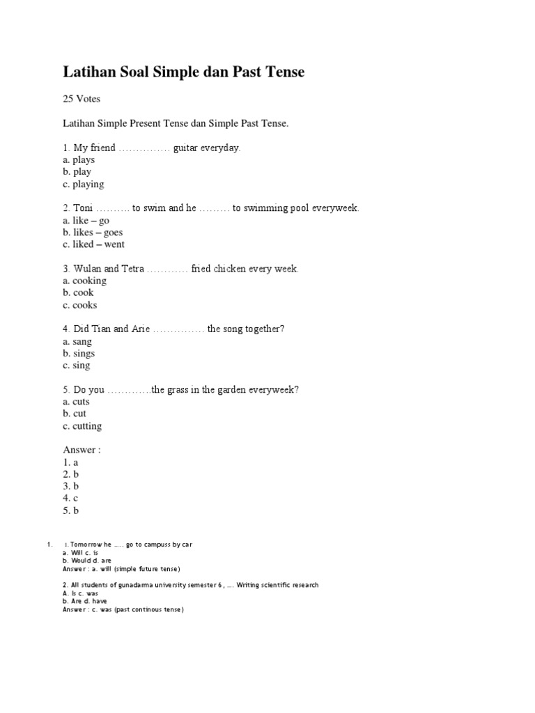 Contoh Soal Multiple Choice Present Perfect Tense - contoh kalimat