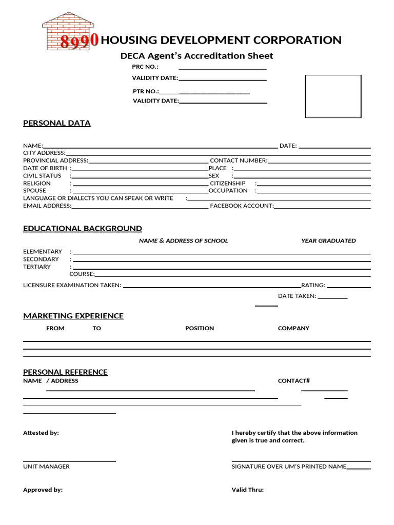 DECA Agent Accreditation Form | PDF