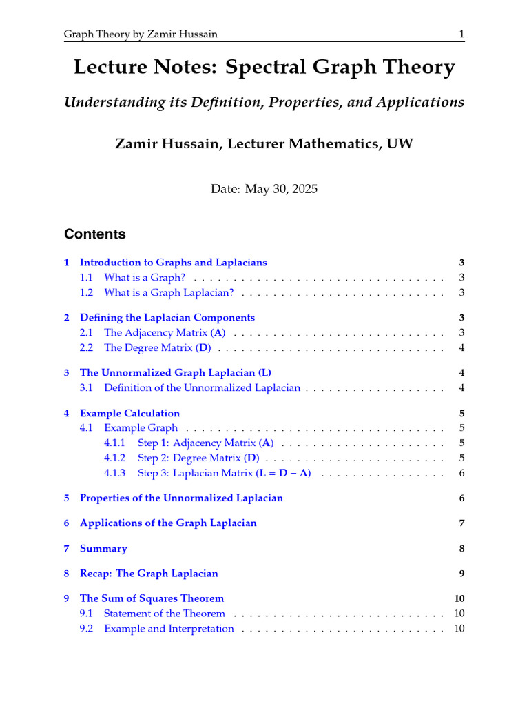 Spectral Graph Theory Overview | PDF | Eigenvalues And Eigenvectors ...