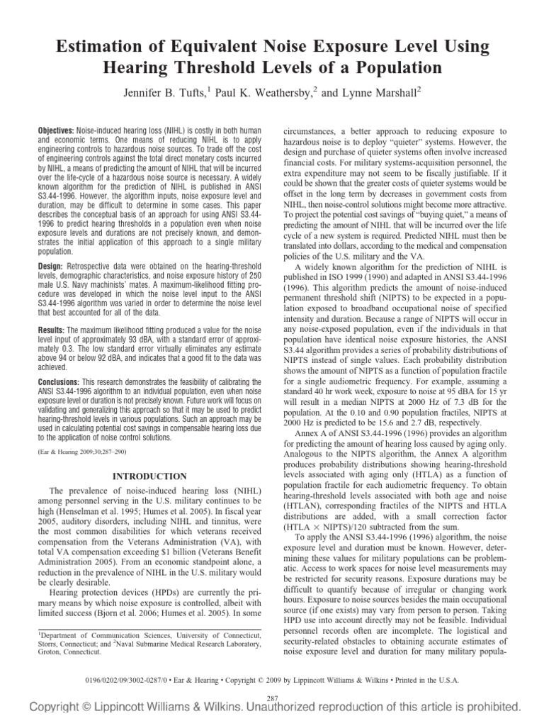 Predicting Noise-Induced Hearing Loss | PDF | Hearing Loss | Noise