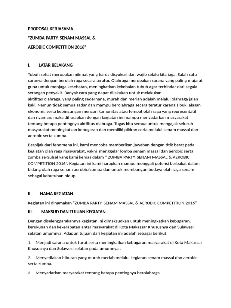 Proposal Zumba Party dan Senam Massal | PDF