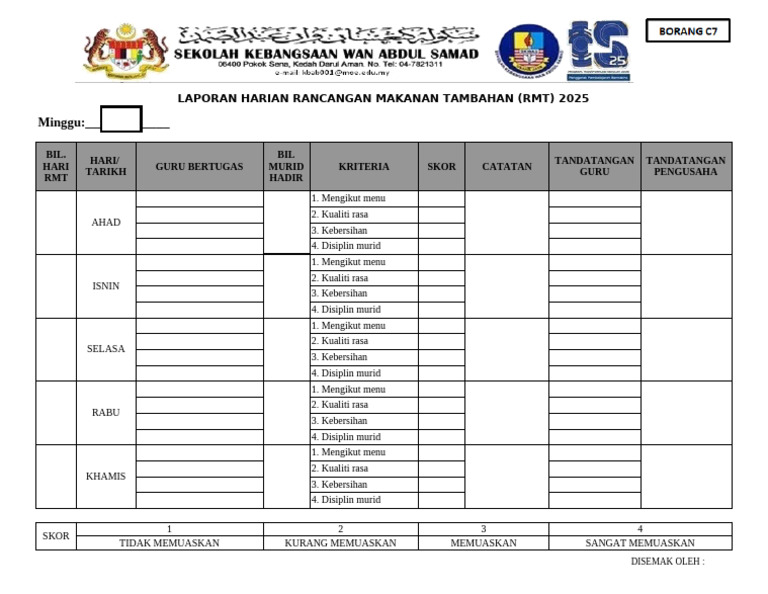 c7 Buku Log RMT 2025 | PDF