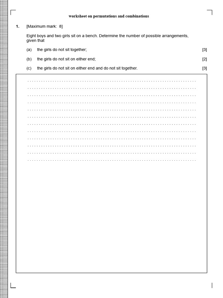 Ibdp Aahl Worksheet 24-25 Permutations and Combinations (Students) | PDF