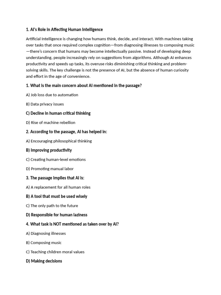 Impact of AI on Human Intelligence | PDF | Intelligence (AI ...