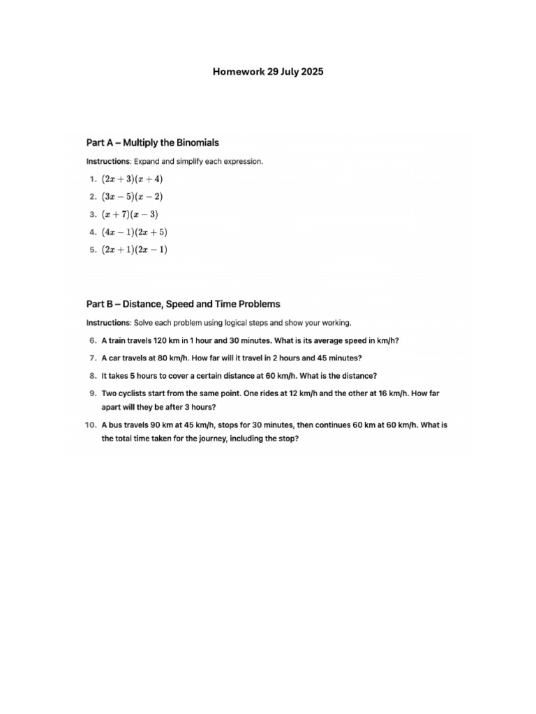 Homework 29 July 2025 | PDF