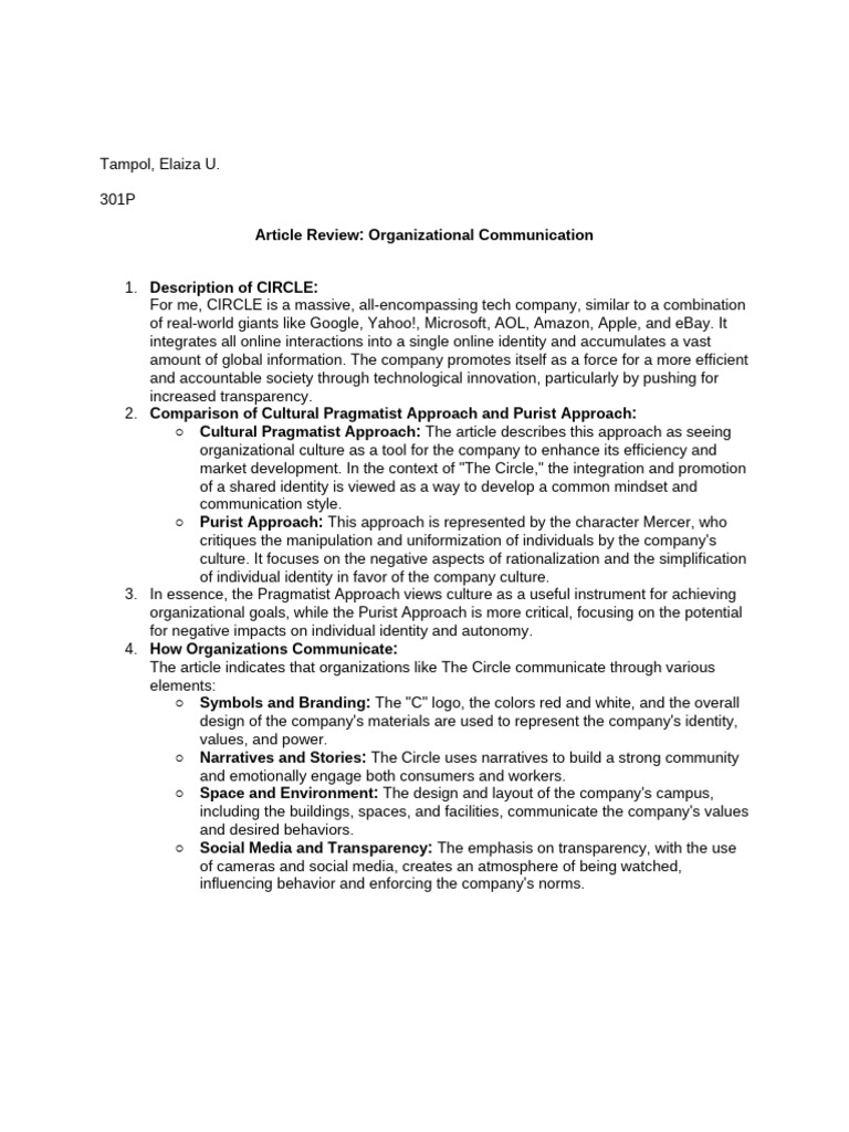 Article Review: Organization Communication | PDF | Identity (Social ...