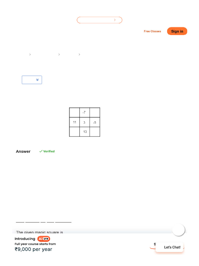 Solve The Given Magic Square and Find The Values at Class 8 Maths CBSE ...