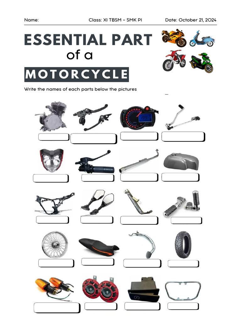 Motorbike Vocabulary Worksheet | PDF