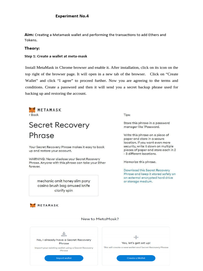Create a MetaMask Wallet and Transactions | PDF